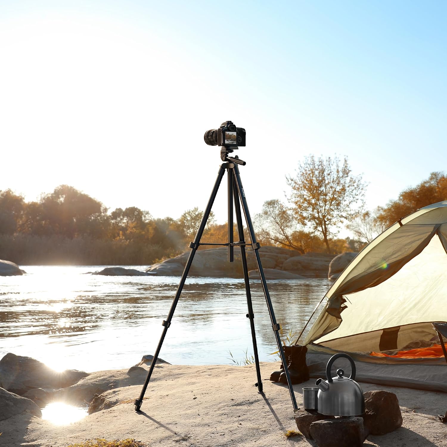60-inch Camera Tripod with Phone Holder and Carry Bag - Image 7
