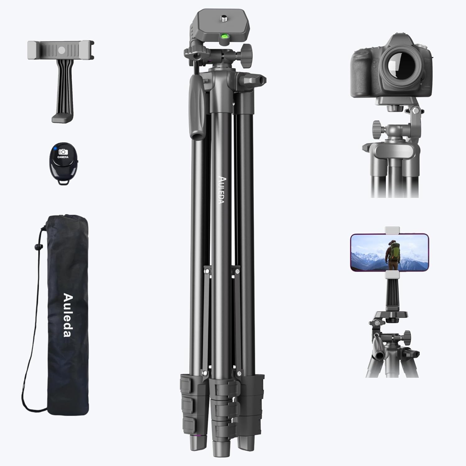 71-inch Aluminum Tripod with Phone Mount and Remote