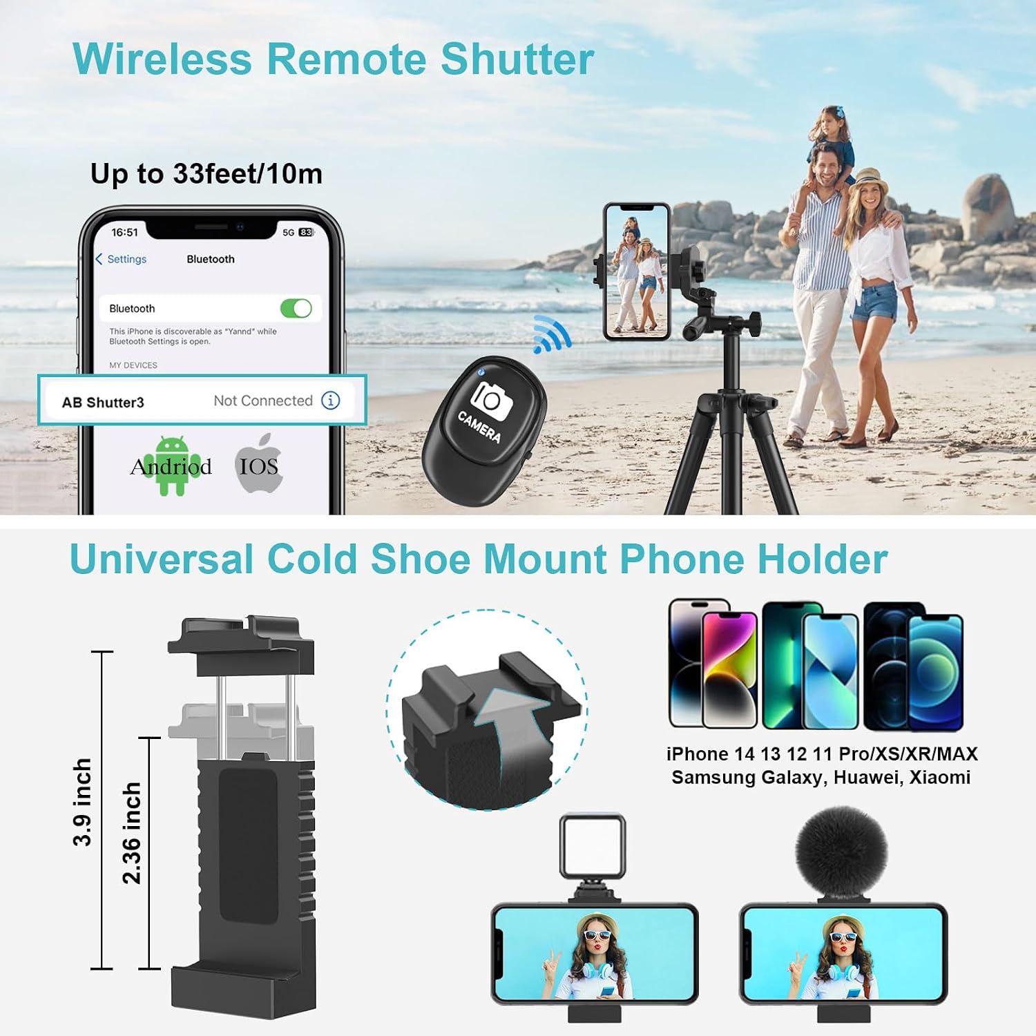 Camera and Phone Tripod with Remote, Aluminum, with Carry Bag - Image 7