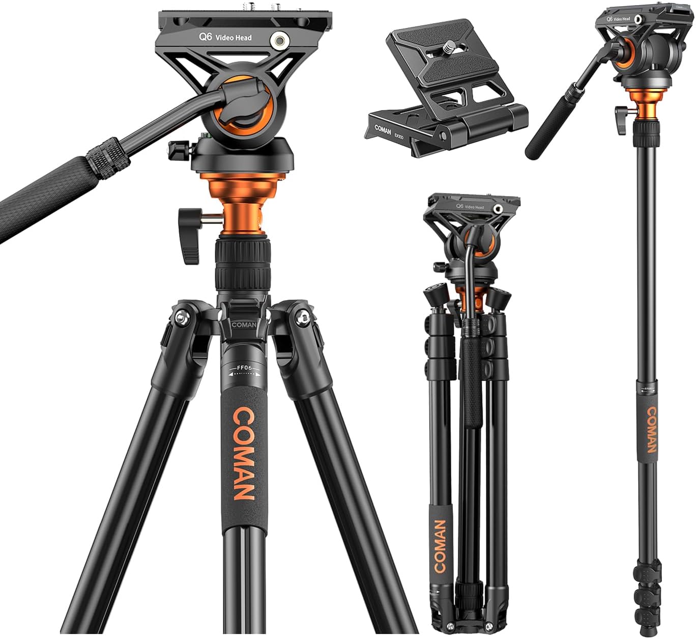 Aluminium 2-in-1 Tripod Monopod with Fluid Head, Black