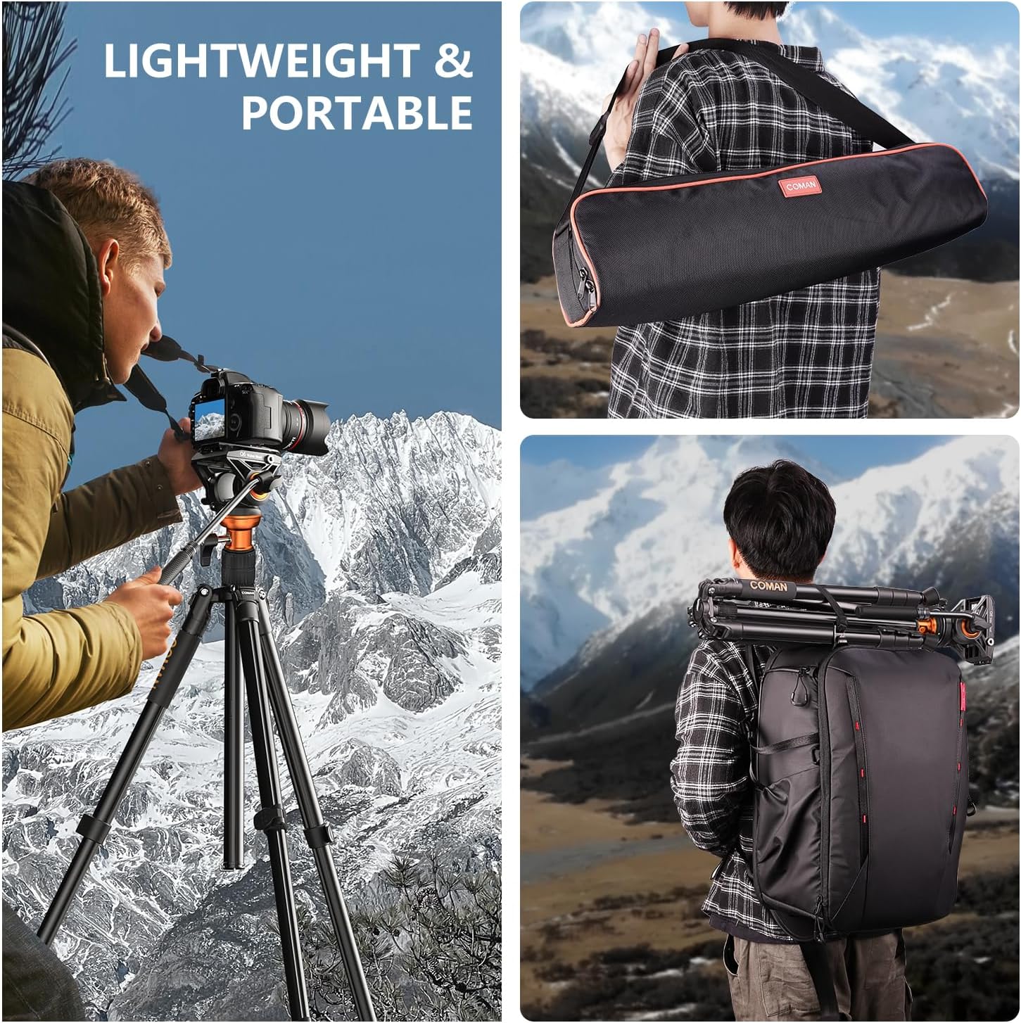 Aluminium 2-in-1 Tripod Monopod with Fluid Head, Black - Image 8