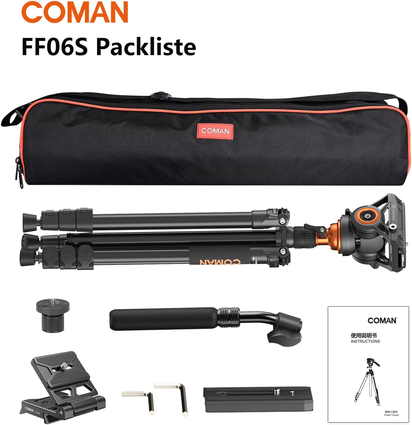 Aluminium 2-in-1 Tripod Monopod with Fluid Head, Black - Image 9