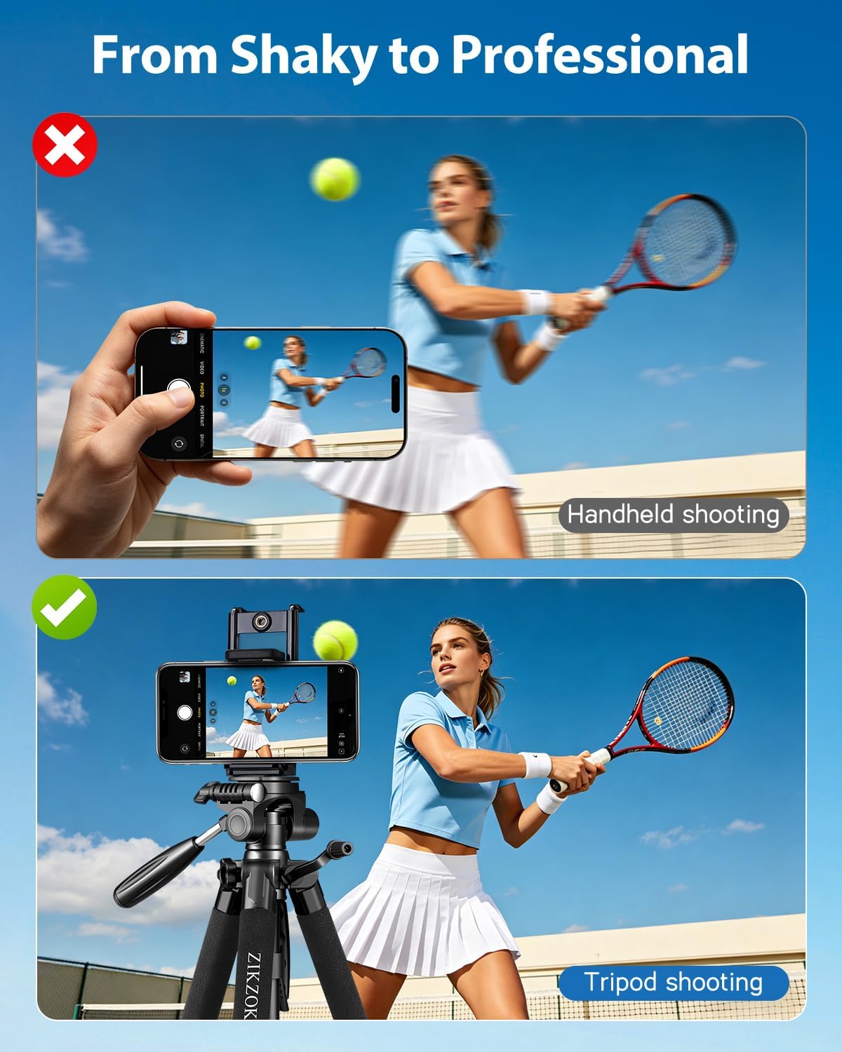 Aluminum Camera Tripod with Phone Holder and Carry Bag - Image 8