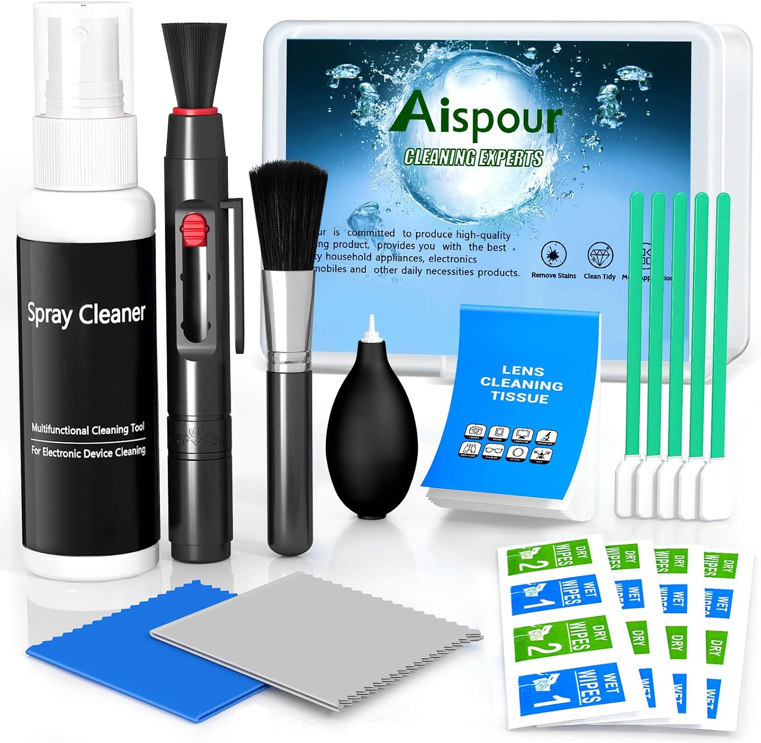 Camera Lens and Sensor Cleaning Kit with Blower and Wipes