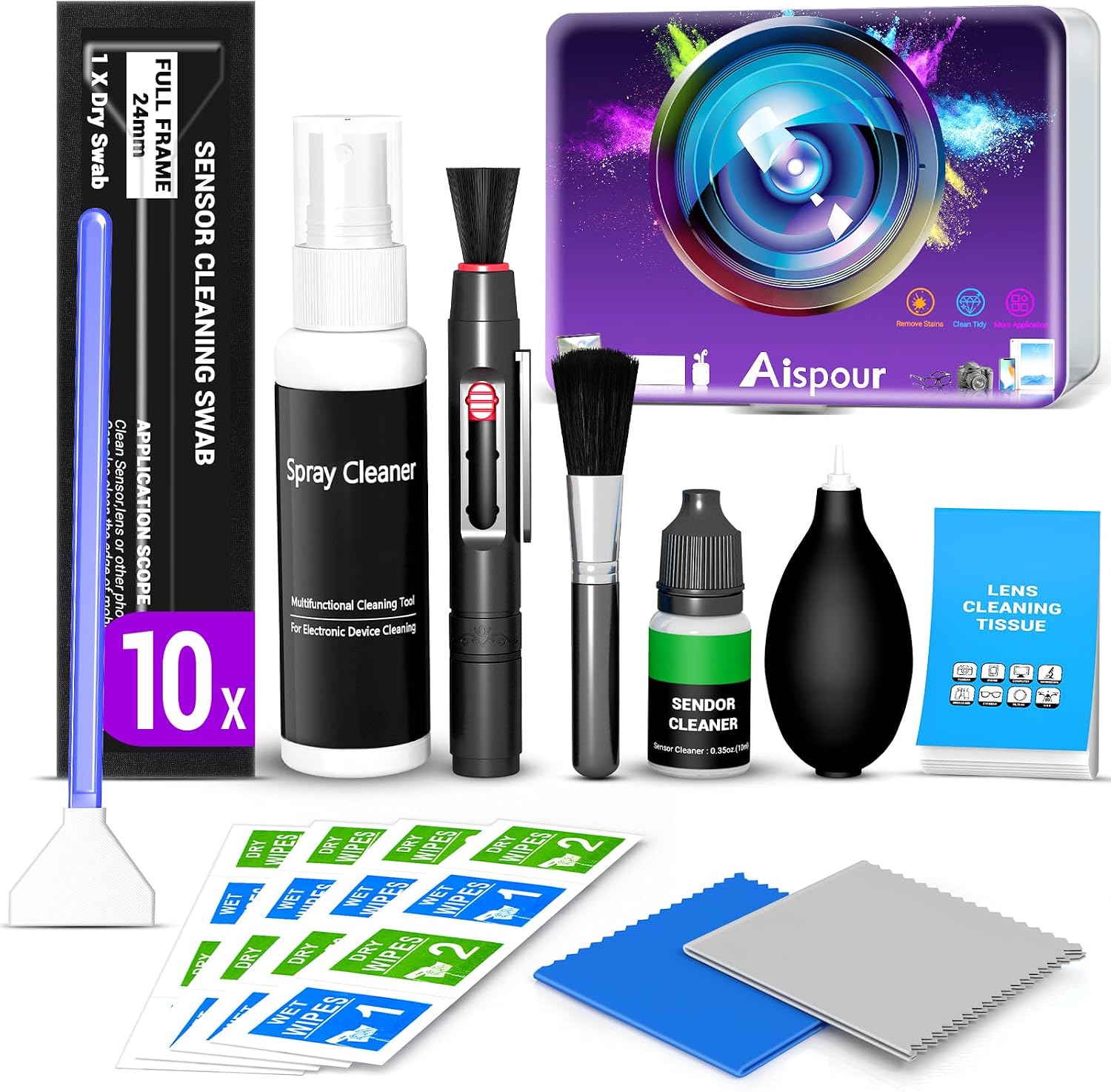 Camera Lens and Sensor Cleaning Kit with Blower and Wipes - Image 7