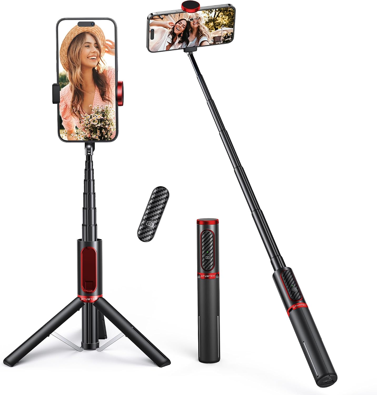 Extendable Phone Tripod with Remote, White Aluminum - Image 8