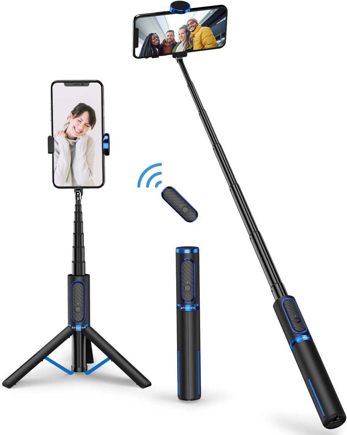 Extendable Phone Tripod with Remote, White Aluminum - Image 10