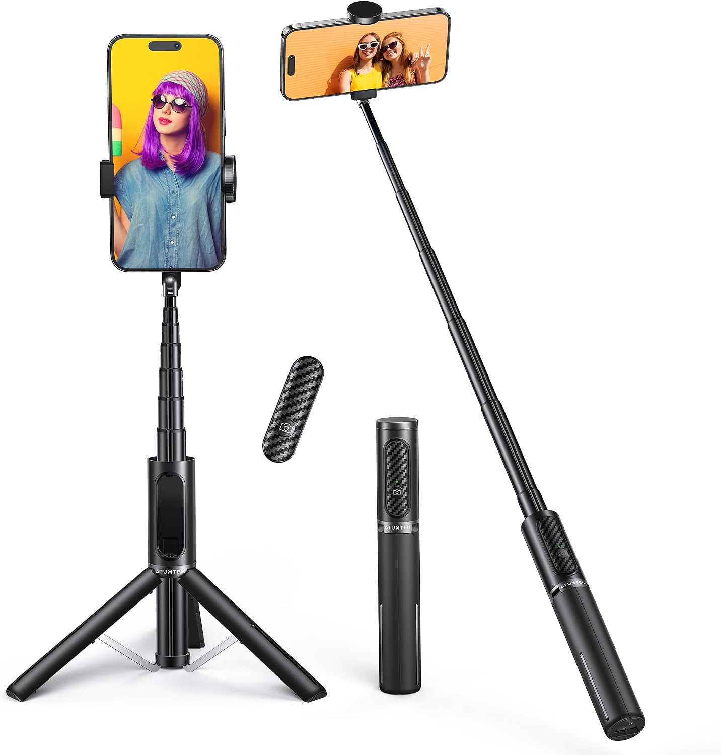 Extendable Phone Tripod with Remote, White Aluminum - Image 9