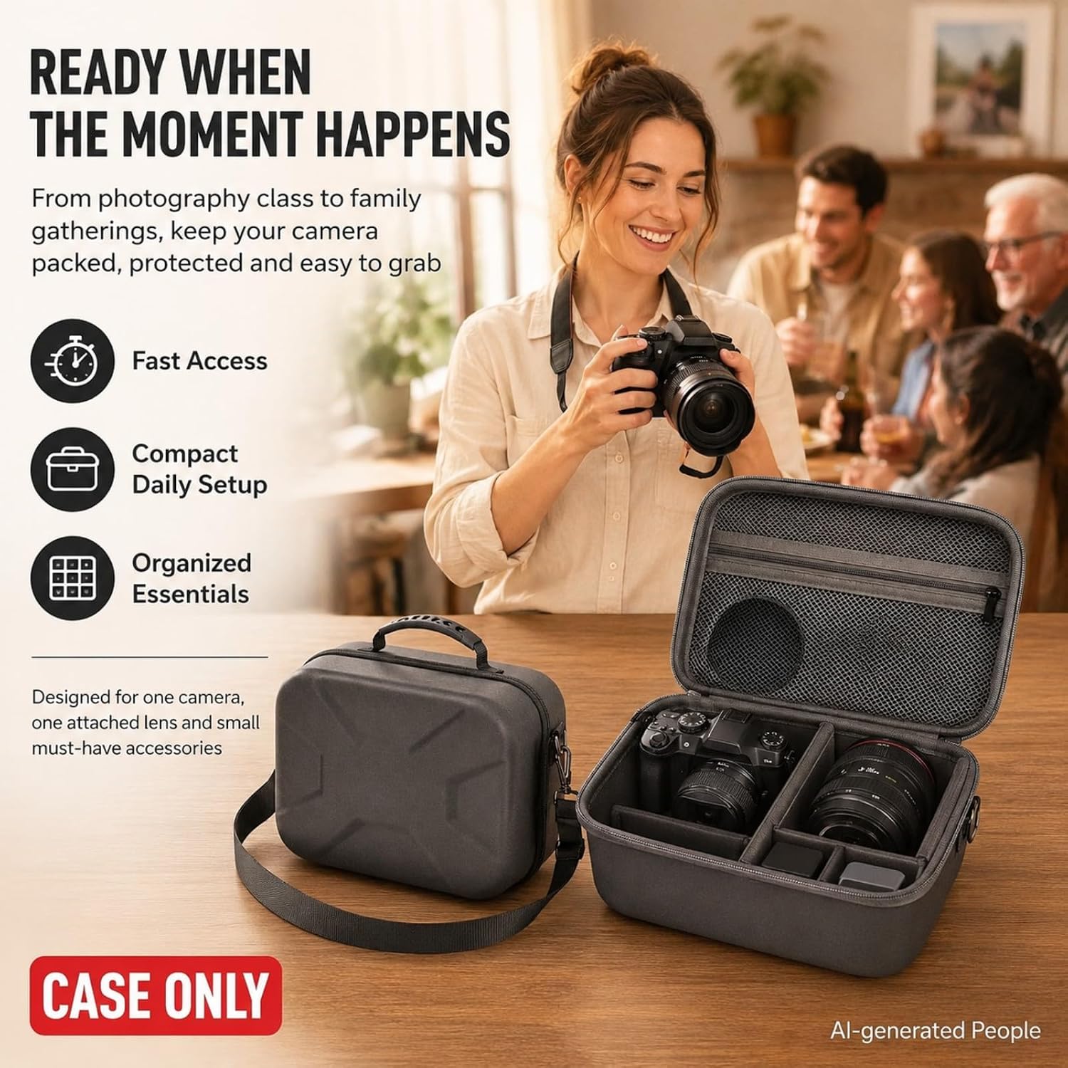 Camera Hard Case, Grey EVA, with Dividers and Shoulder Strap - Image 7