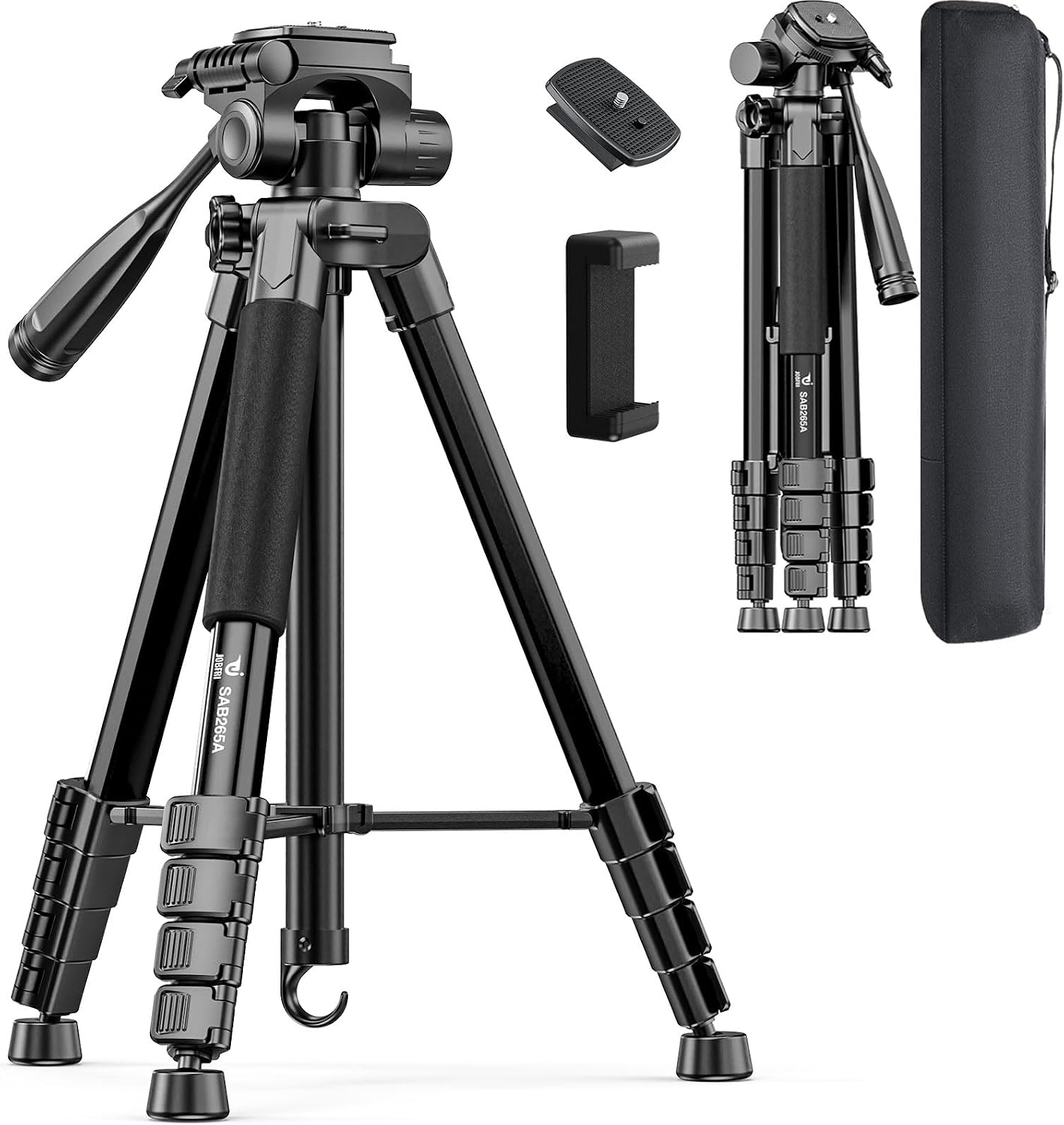 Aluminium Camera Tripod with Phone Holder and Carry Bag, 3-Section