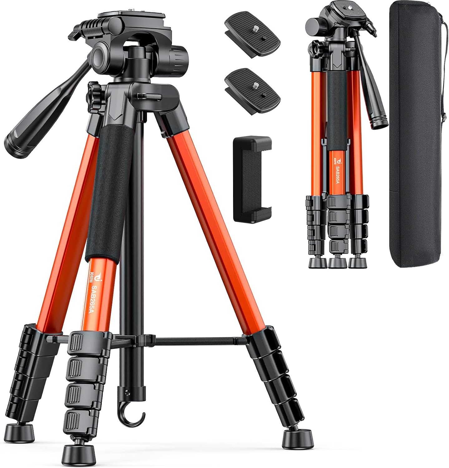 Aluminium Camera Tripod with Phone Holder and Carry Bag, 3-Section - Image 7