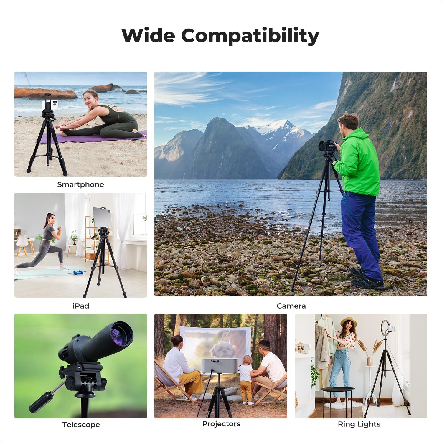 Aluminum Camera Tripod with Phone and Tablet Holder, Remote - Image 8
