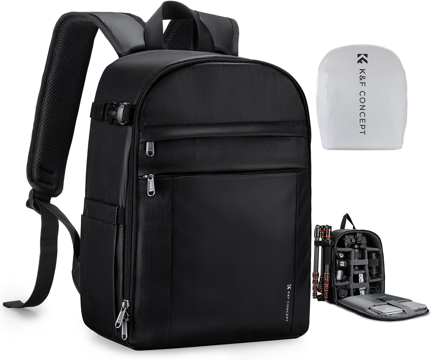 Camera Backpack, Black Fabric, with Rain Cover - Image 14