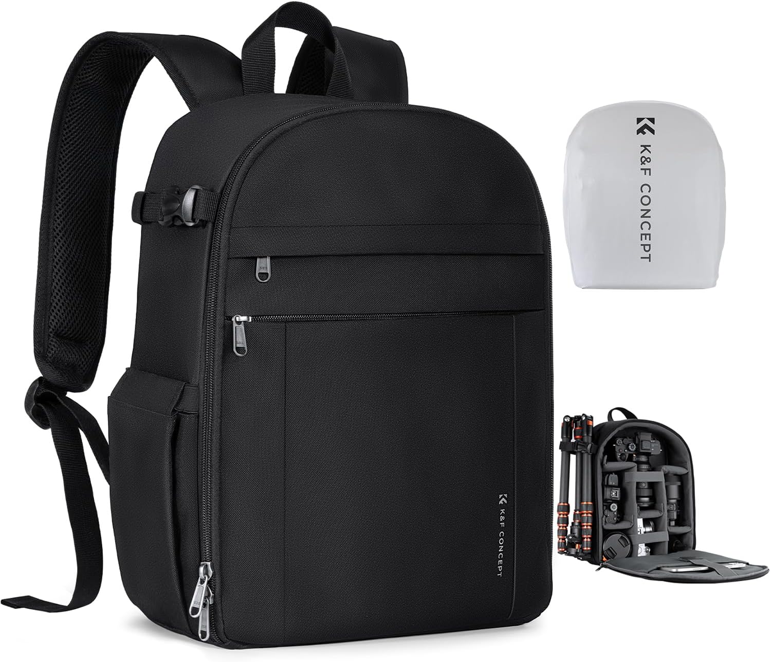 Camera Backpack, Black Fabric, with Rain Cover