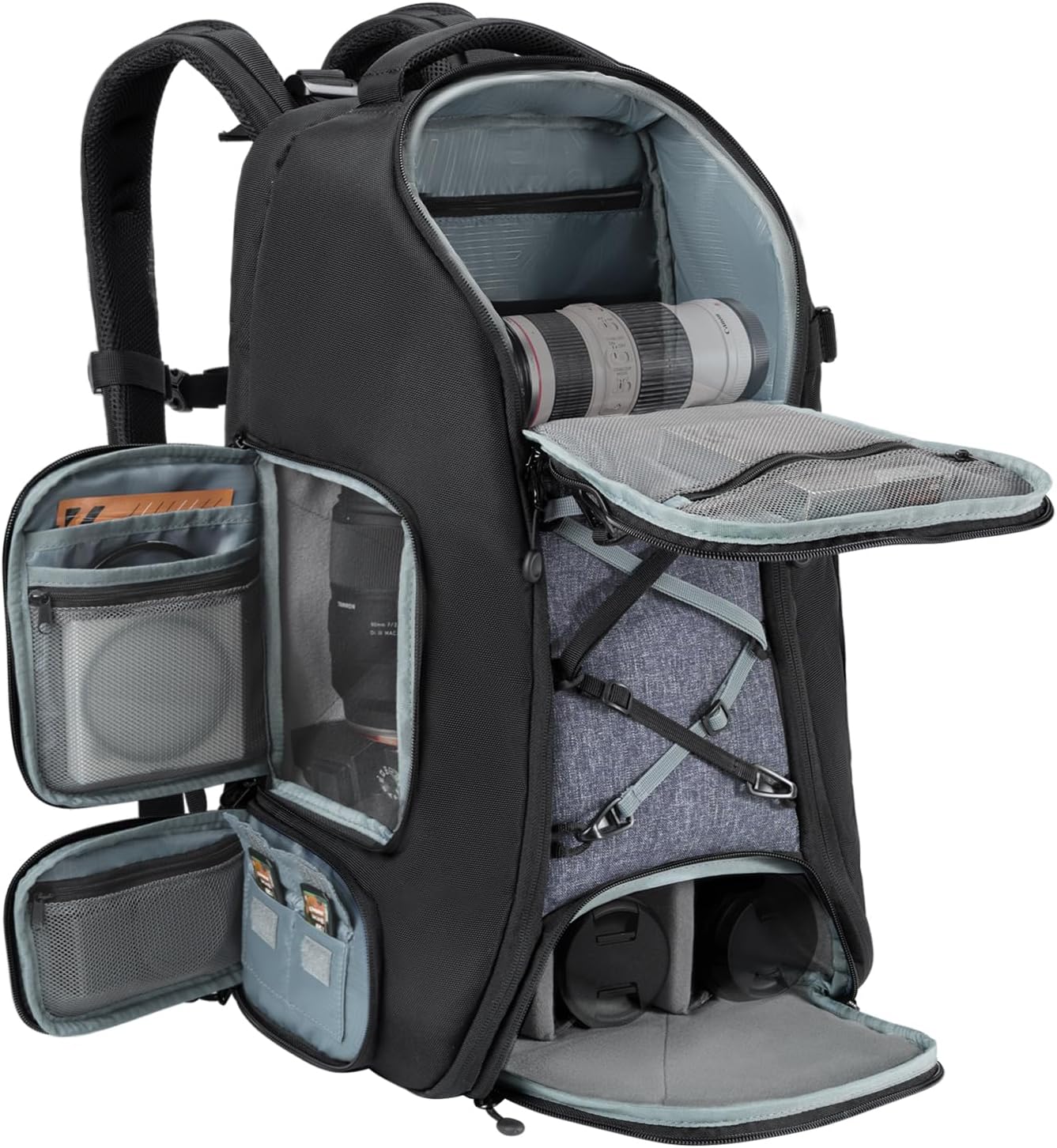 Camera Backpack, 30L Capacity, with Raincover and Laptop Slot