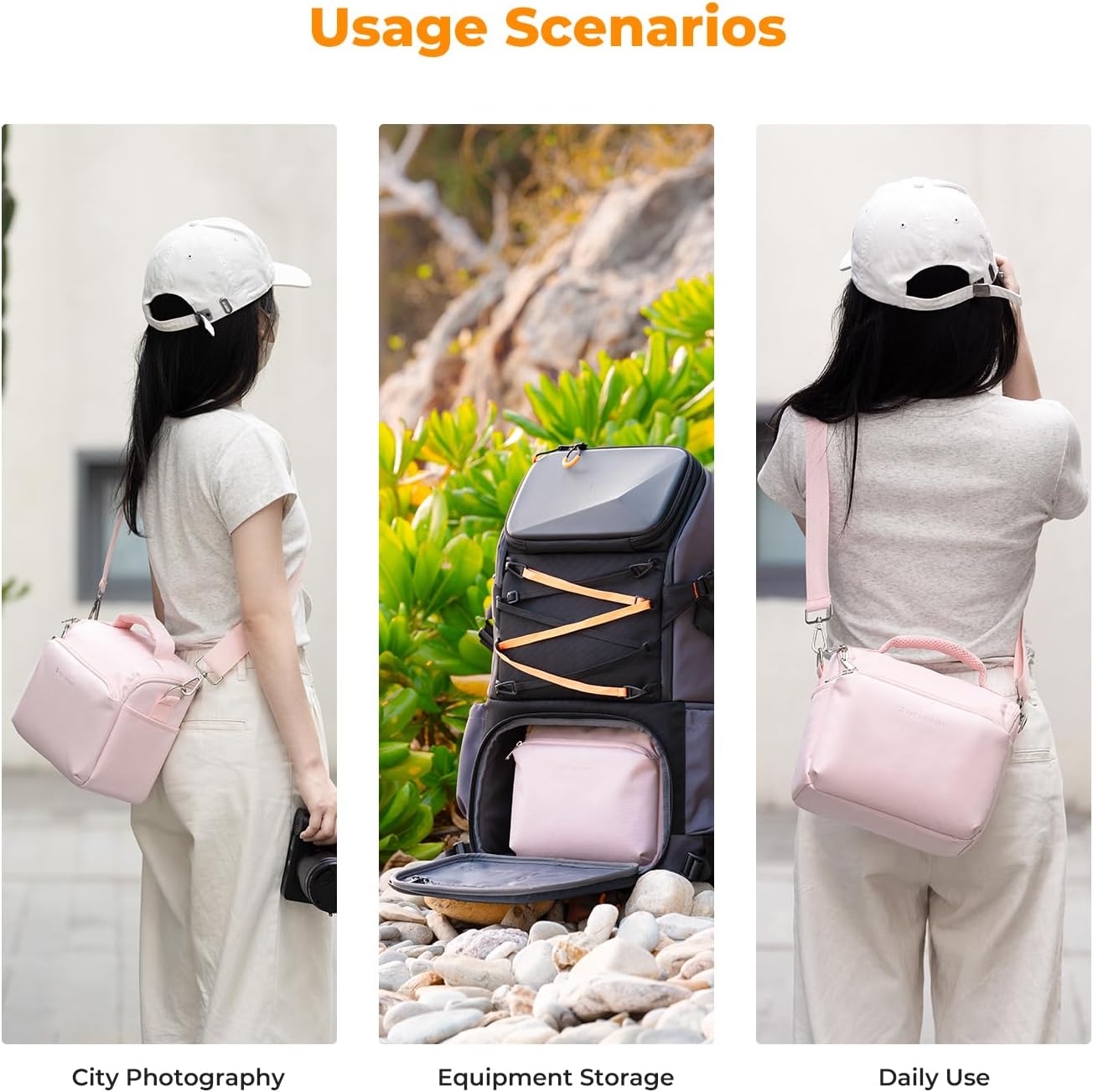 Pink Camera Crossbody Bag with Adjustable Strap and Handle - Image 8