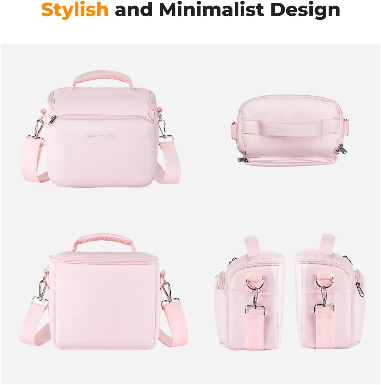 Pink Camera Crossbody Bag with Adjustable Strap and Handle - Image 7