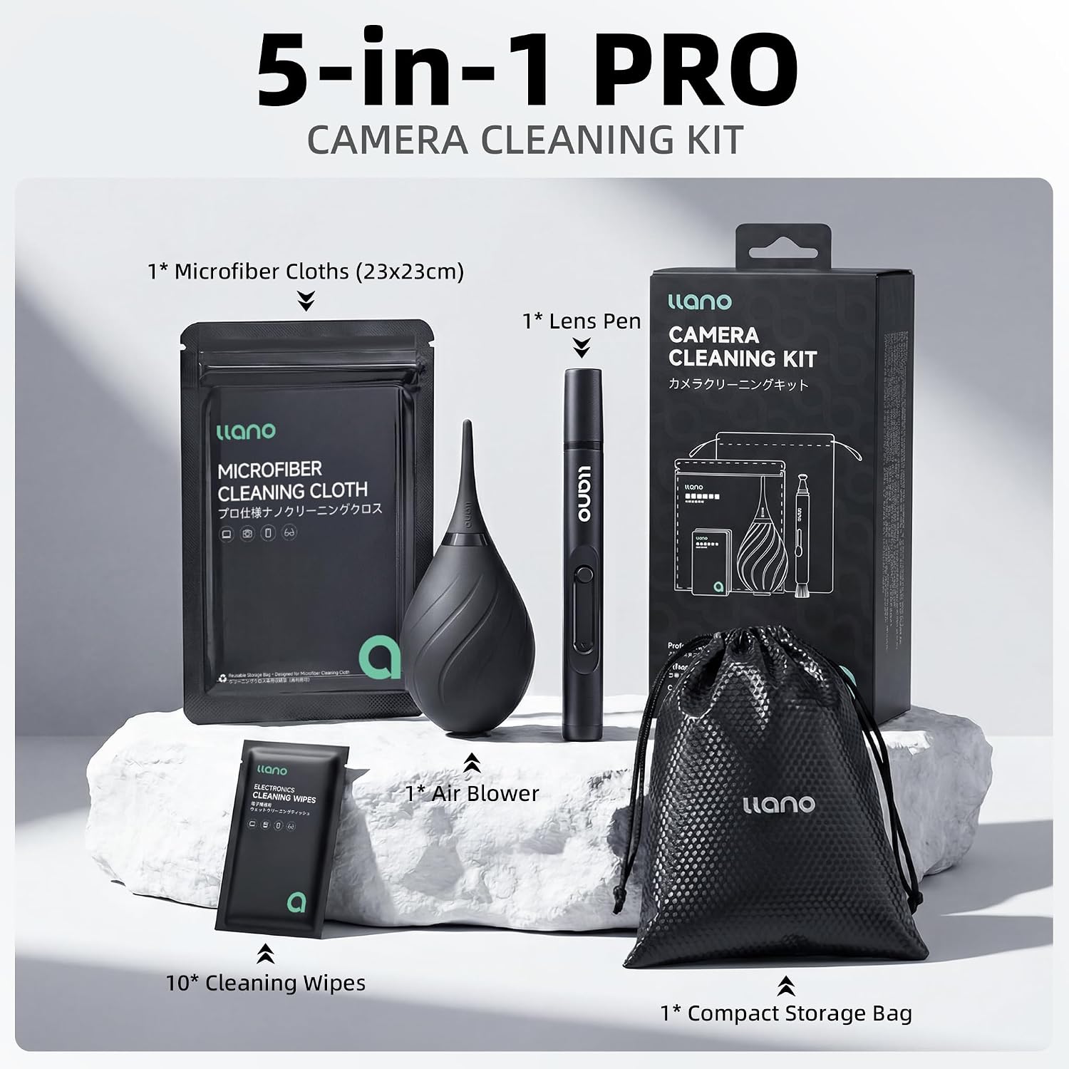5-in-1 Camera Lens Cleaning Kit with Blower and Wipes - Image 9