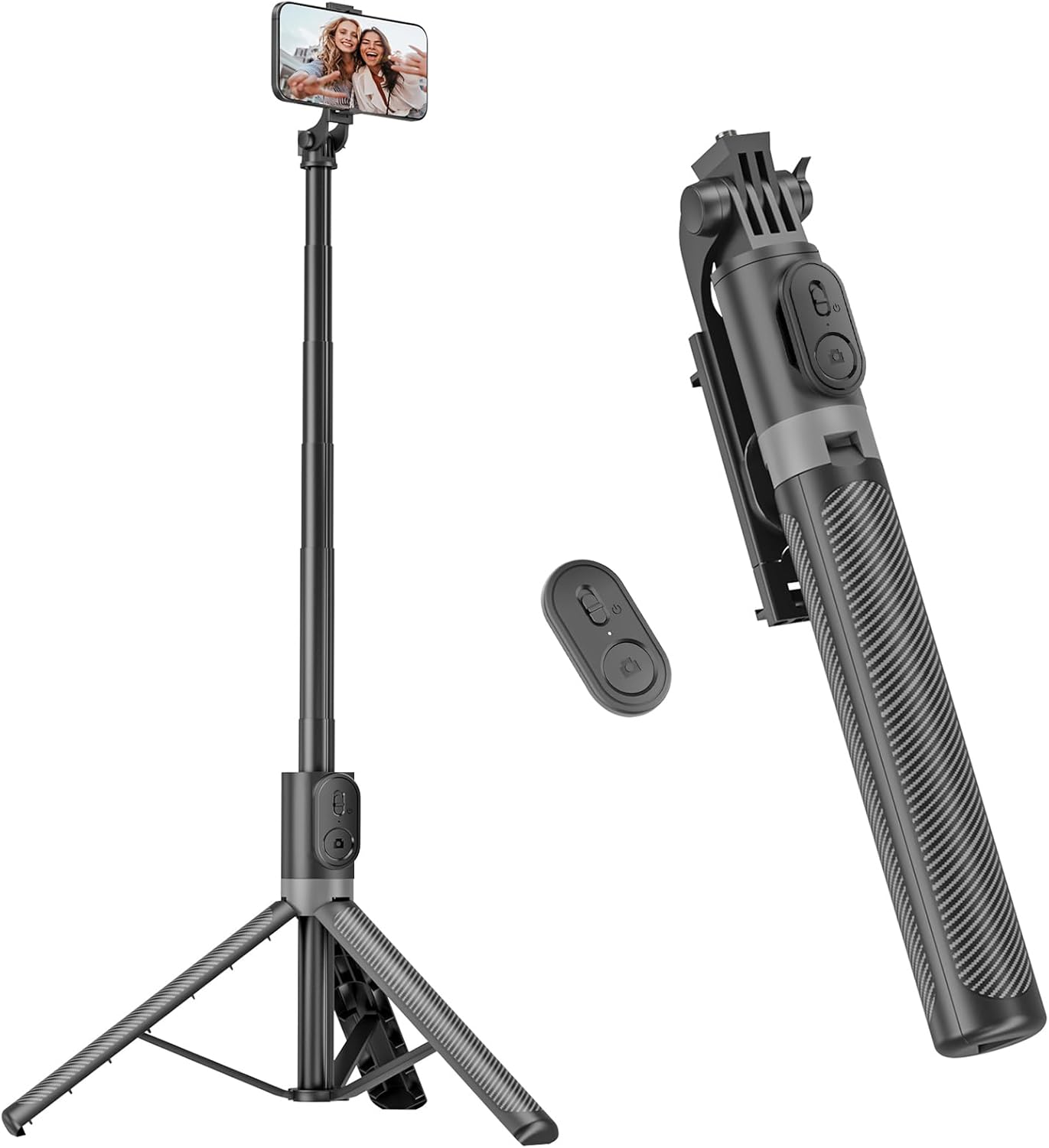 Extendable Phone Tripod with Remote, Black Finish