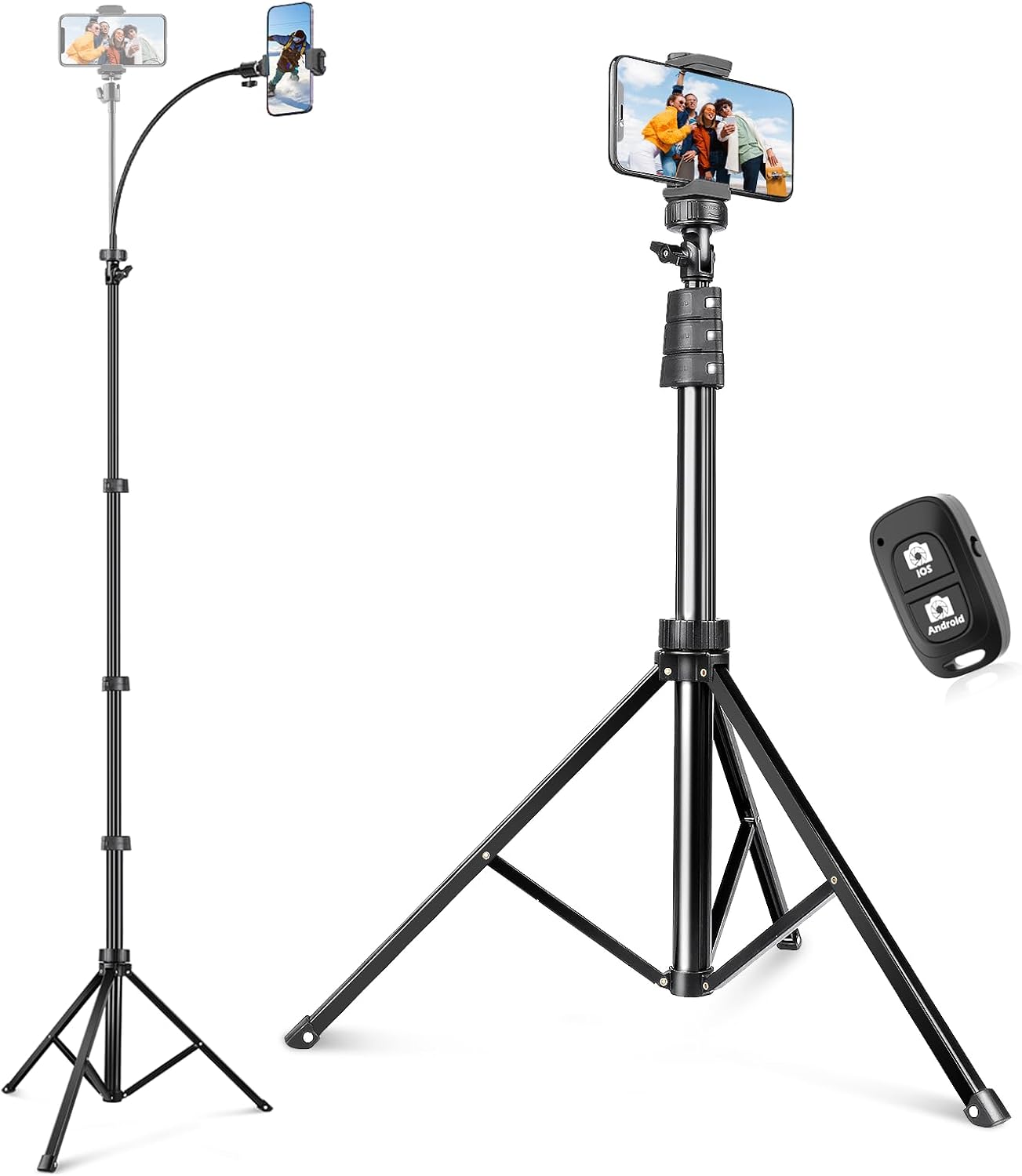 Extendable Phone Tripod with Remote, Black Aluminum - Image 10