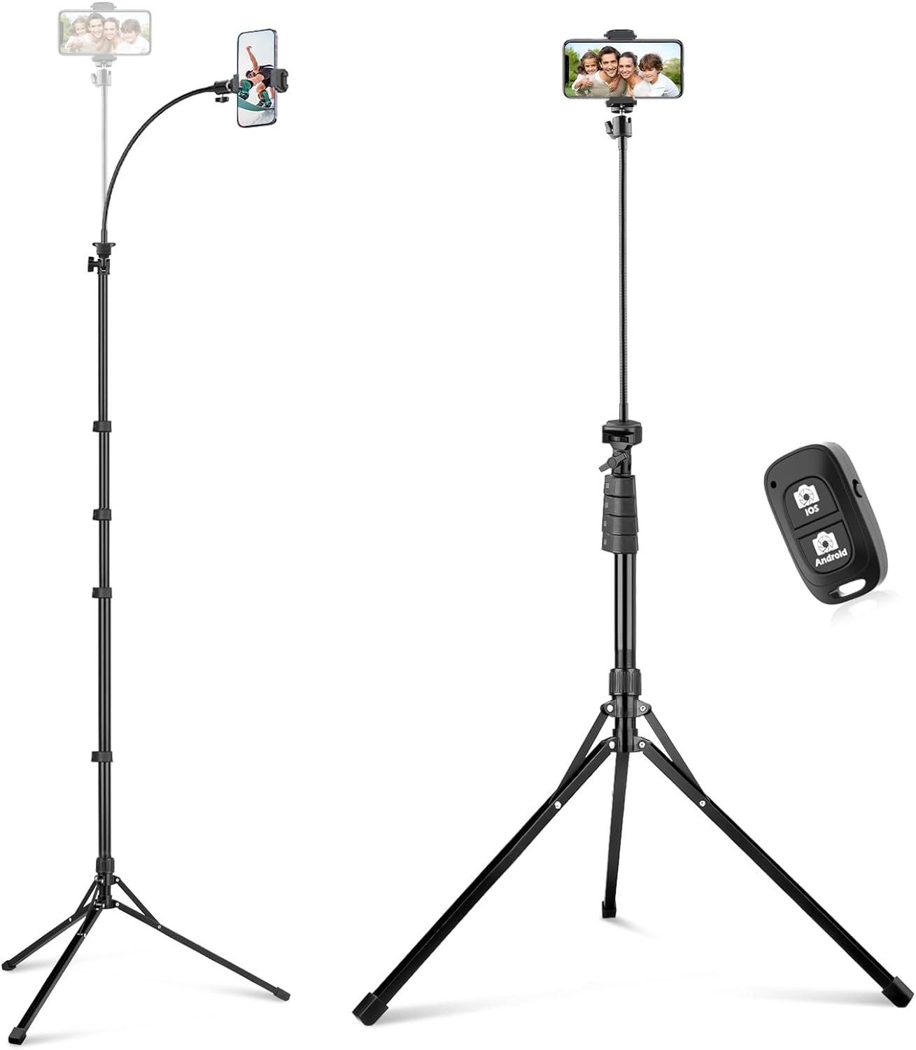 Extendable Phone Tripod with Remote, Black Aluminum - Image 12