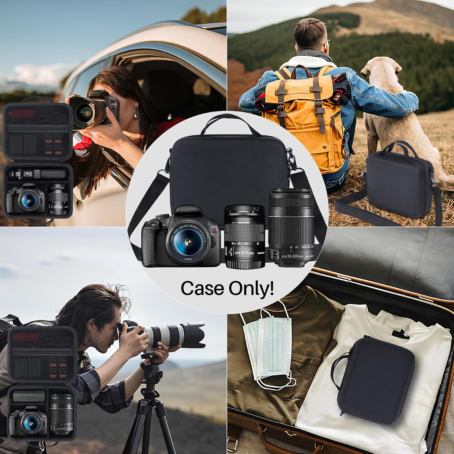 Camera Storage Case with Shoulder Strap, Black EVA - Image 9