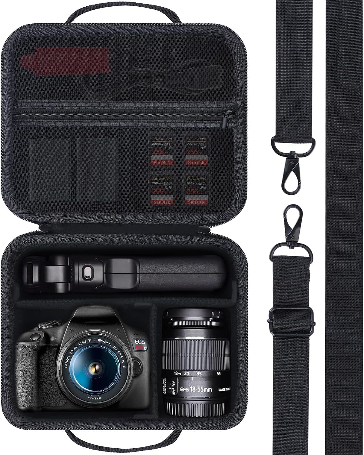 Camera Storage Case with Shoulder Strap, Black EVA