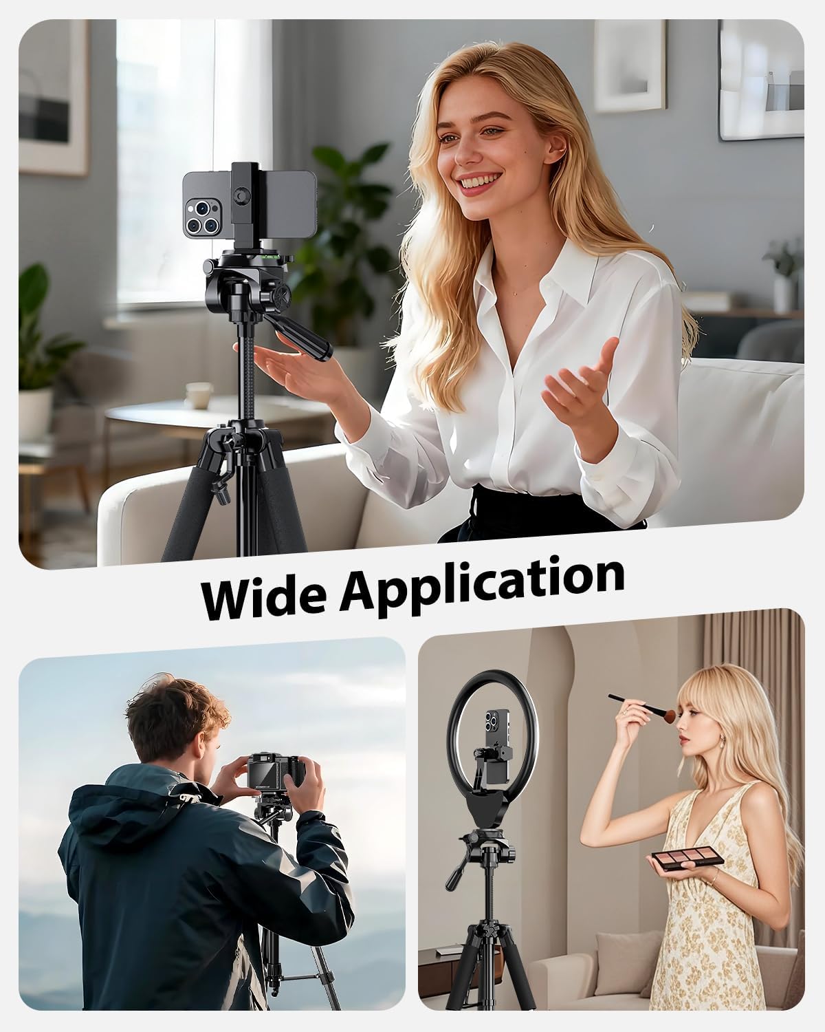 Camera and Phone Tripod, Aluminum, with Remote and Carry Bag - Image 7